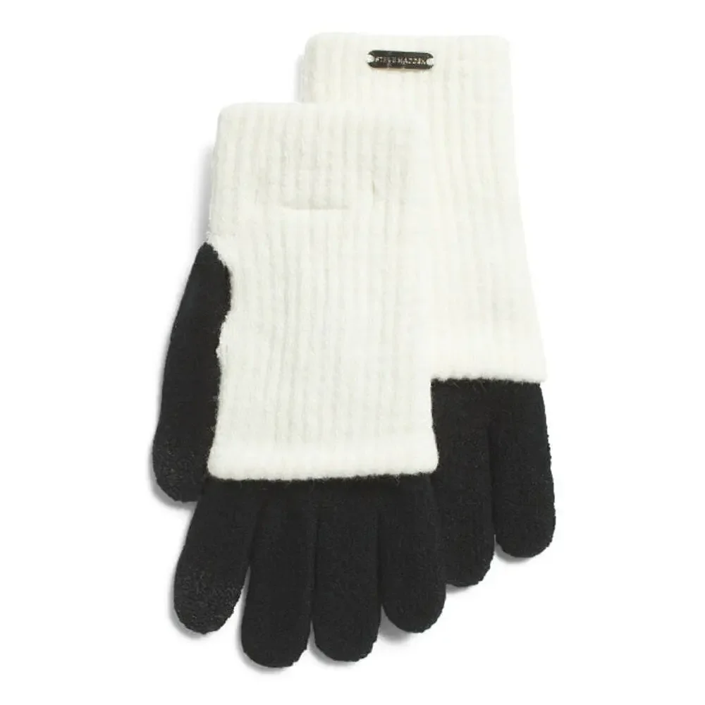 New! Steve Madden Women's Solid Ribbed Knit Cover Touch Screen Gloves